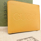 Gucci Folding Wallet Embossed Logo Yellow