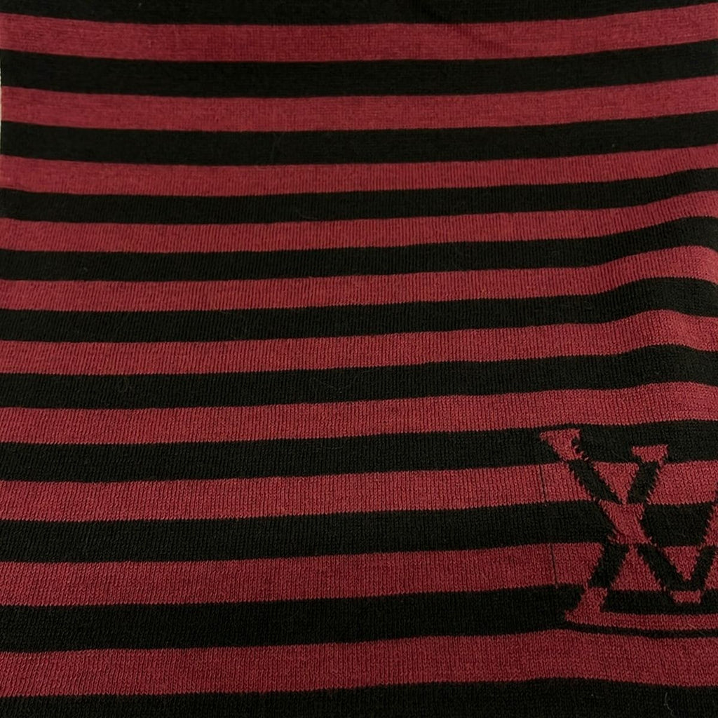 Louis Vuitton Scarf Bordeaux Dark Brown Border Cotton Cashmere — view 4
