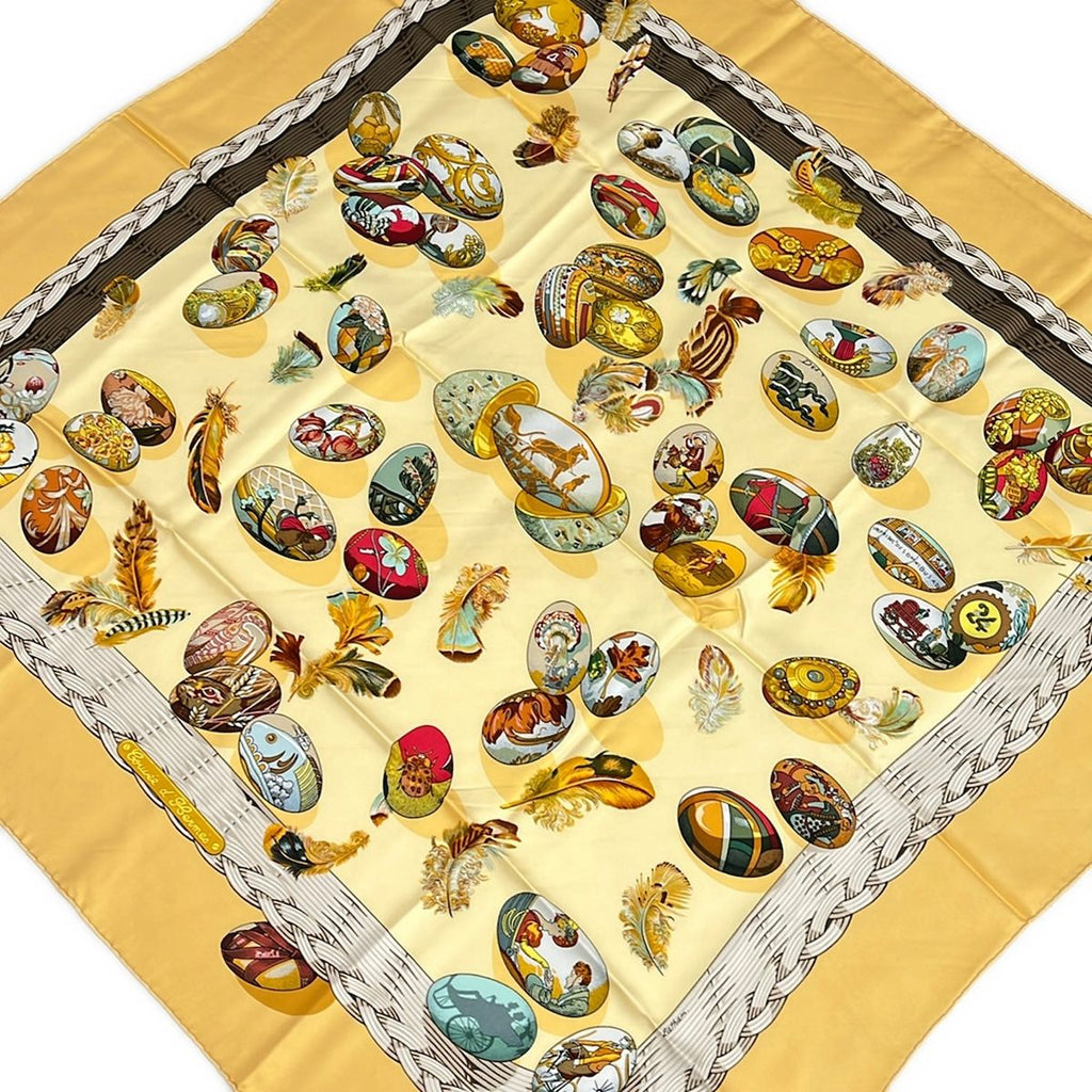 Hermes Scarf Carre 90 Light Yellow Red Multi Couvee D'hermes