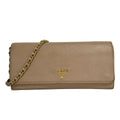 Prada Wallet Beige Shoulder Strap Removable Leather