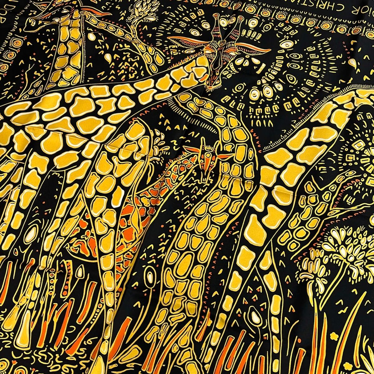 Dior Scarf Black Dark Yellow Multi Kirin — view 3
