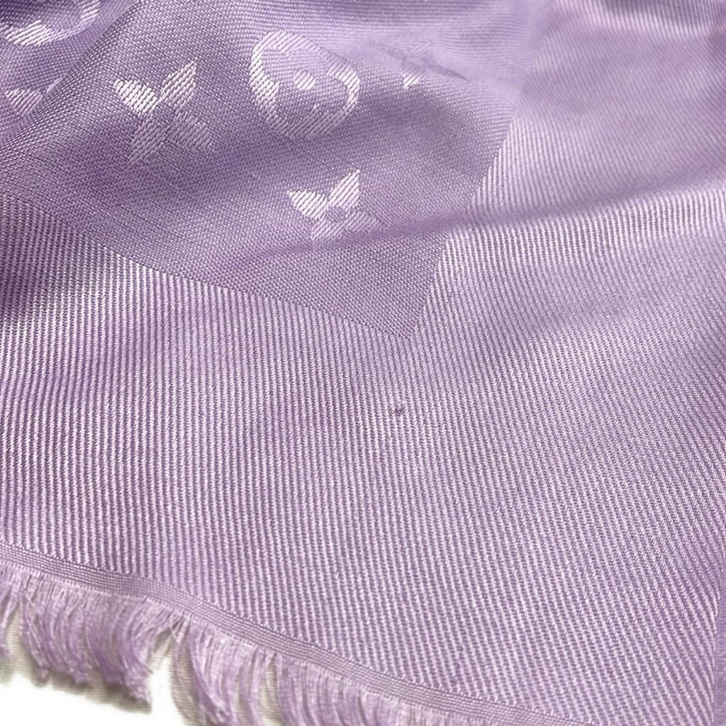 Louis Vuitton Scarf Light Purple Large Shawl Monogram Wool Silk — view 6