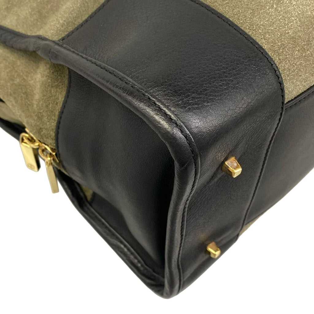 Loewe Handbag Amazona Khaki Gray Black Leather — view 6