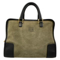 Loewe Handbag Amazona Khaki Gray Black Leather
