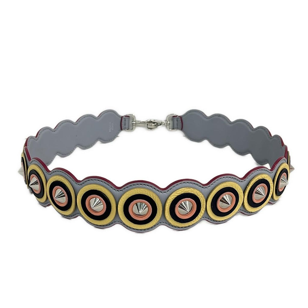 Fendi Shoulder Gray Yellow Multi Studs Leather — view 2