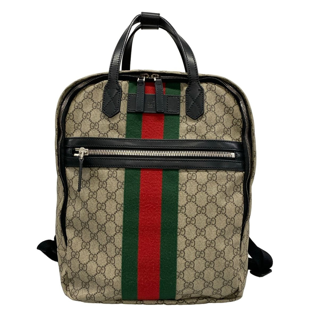 Gucci Backpack Soft GG Supreme Gray Beige Dark Multi Leather
