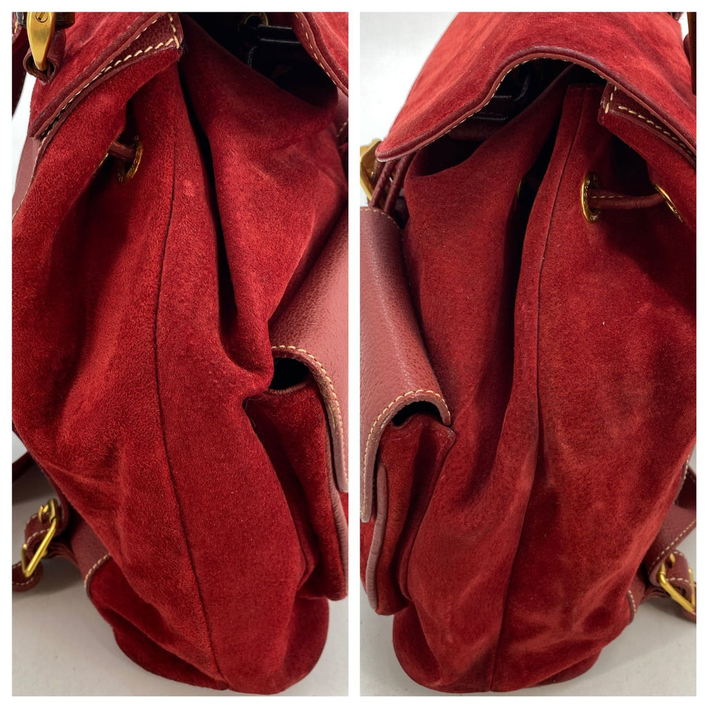 Gucci Backpack Suede Red Travel Business Bamboo — view 6