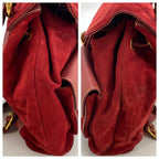 Gucci Backpack Suede Red Travel Business Bamboo — view 6