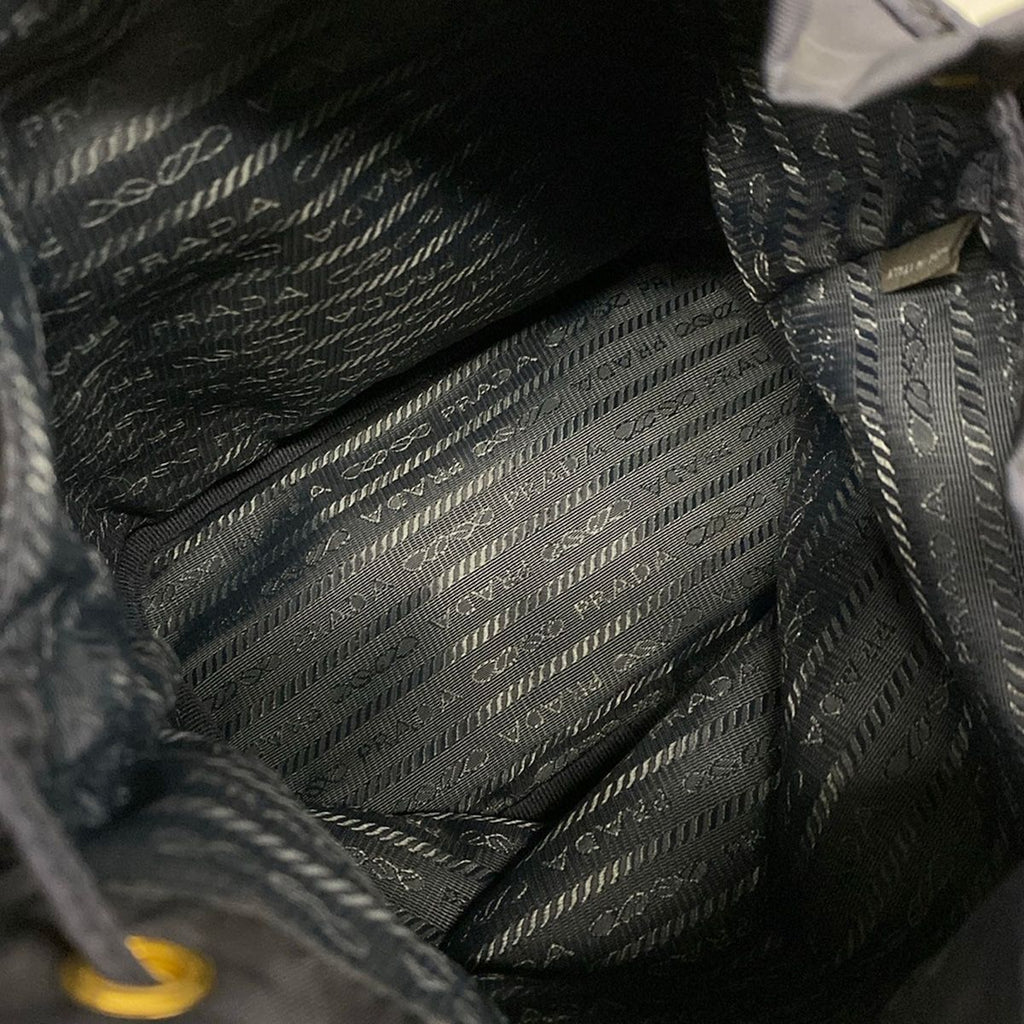 Prada Duet Dark Navy Drawstring Mini Bag Leather — view 7
