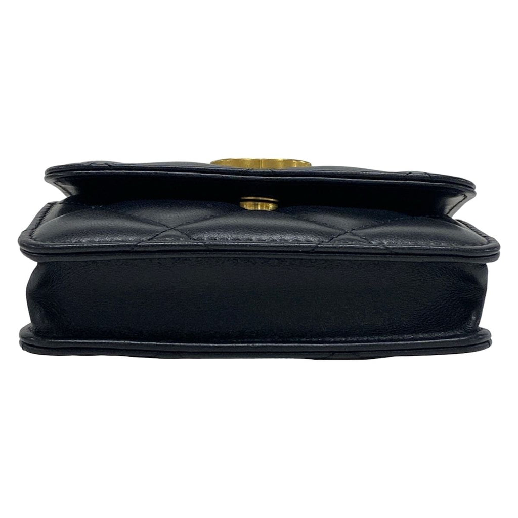 Chanel Waist Pouch Quilted Black Chain Belt Vintage Gold Lambskin — view 5