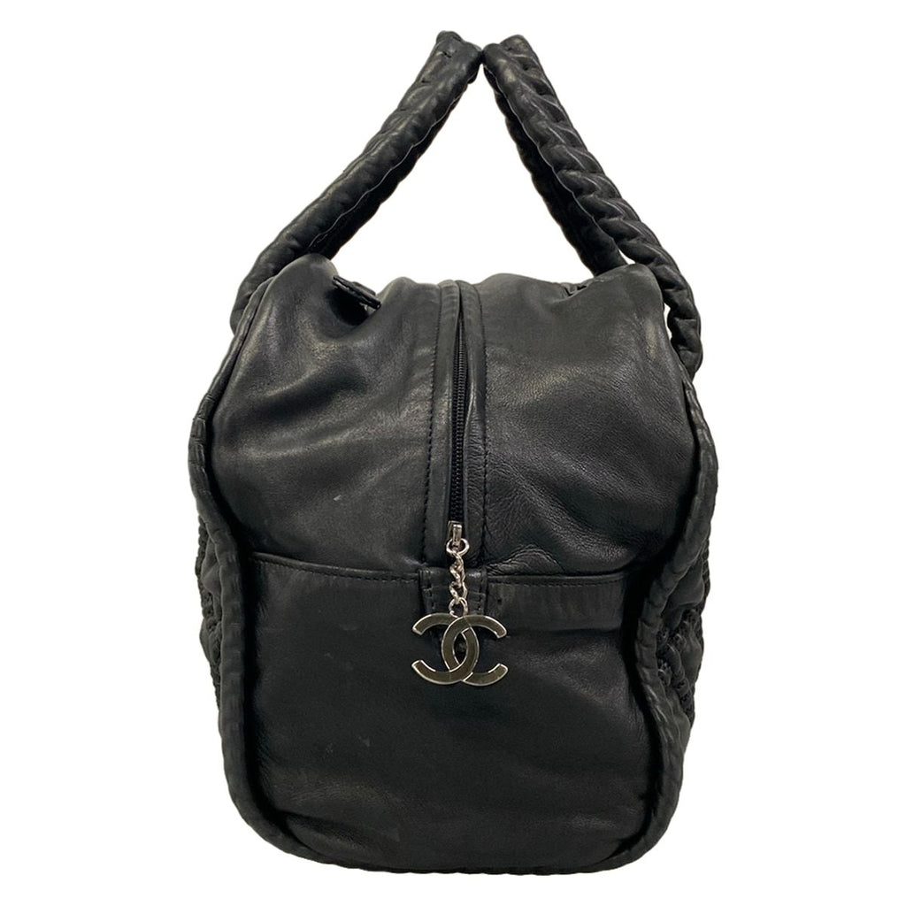 Chanel Handbag Black Silver Hidden Chain Bowler Bag Lambskin — view 2