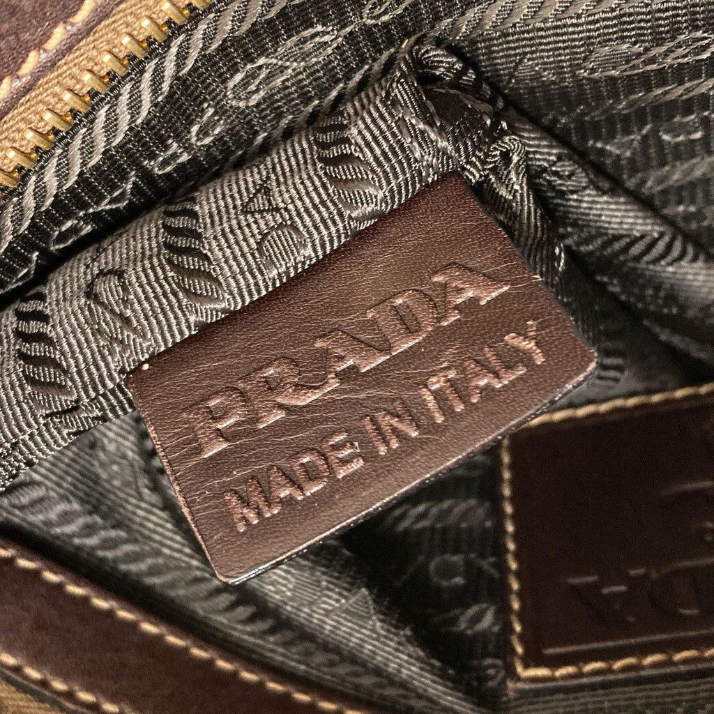 Prada Logo Shoulder Bag Canvas Calf — view 8