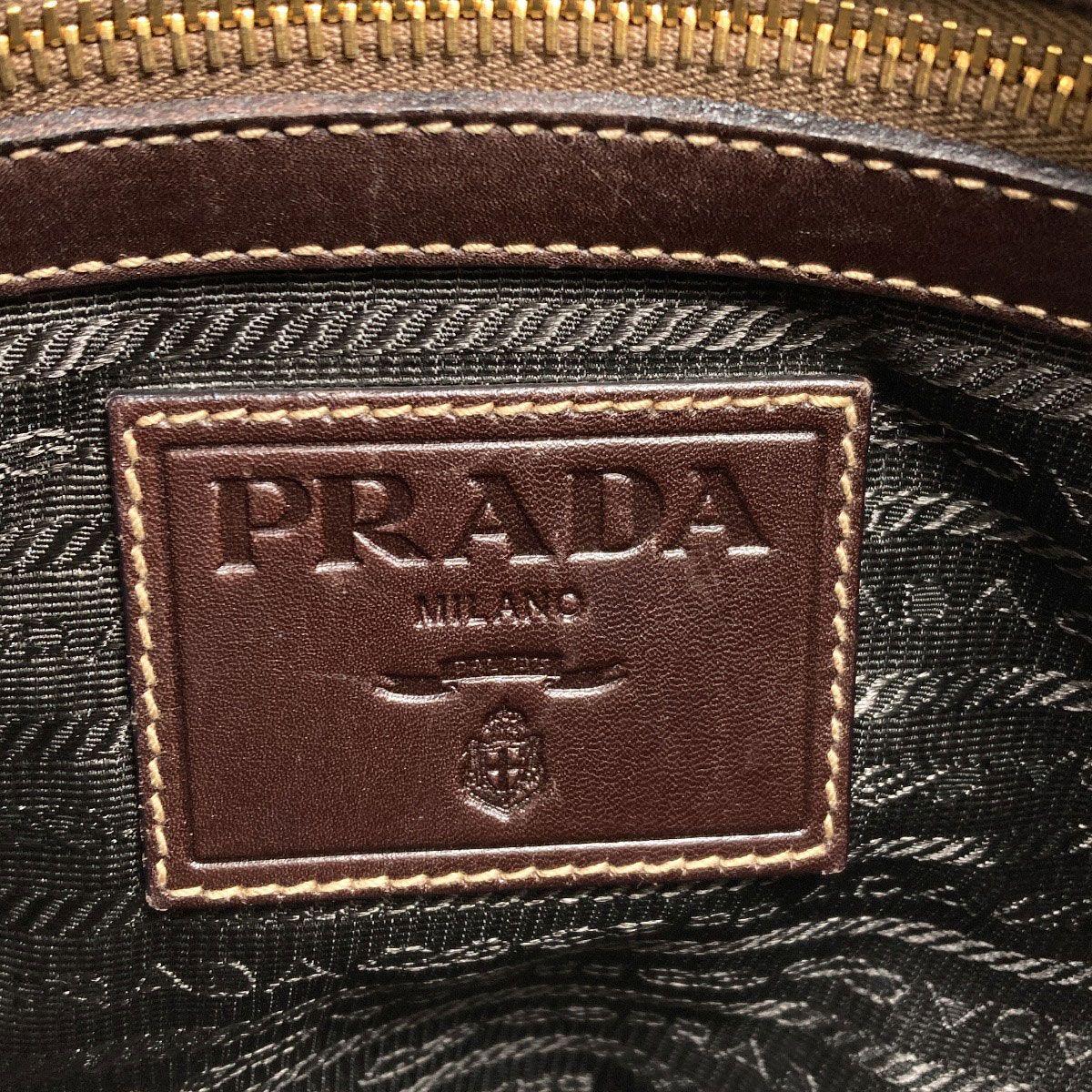 Prada Logo Shoulder Bag Canvas Calf — view 6