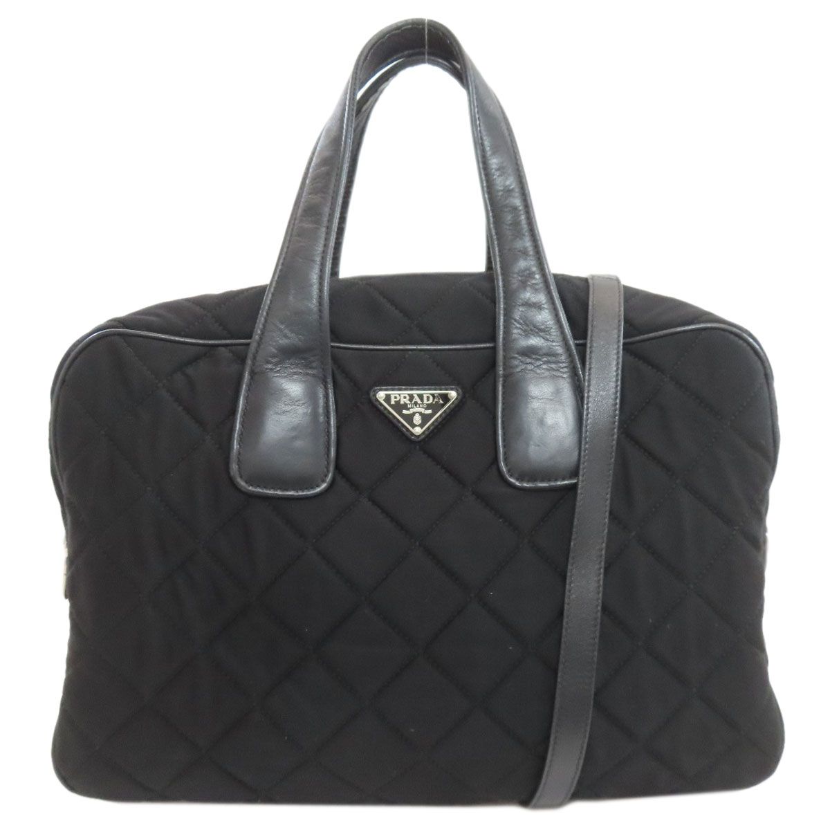 Prada Quilted 2-Way Handbag Cotton Canvas