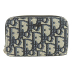 Dior White Oblique Jacquard Card Case Canvas