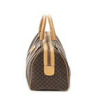 Celine Vintage Small Boston Brown Beige Macadam Canvas Shoulder — view 3
