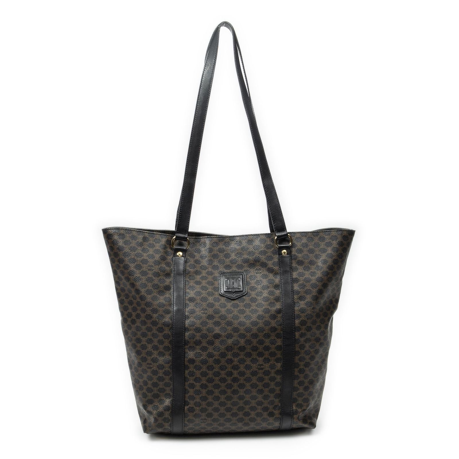 Celine Vintage Shopping Tote Black Macadam Canvas