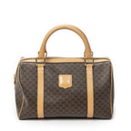 Celine Vintage Small Boston Brown Beige Macadam Canvas Shoulder