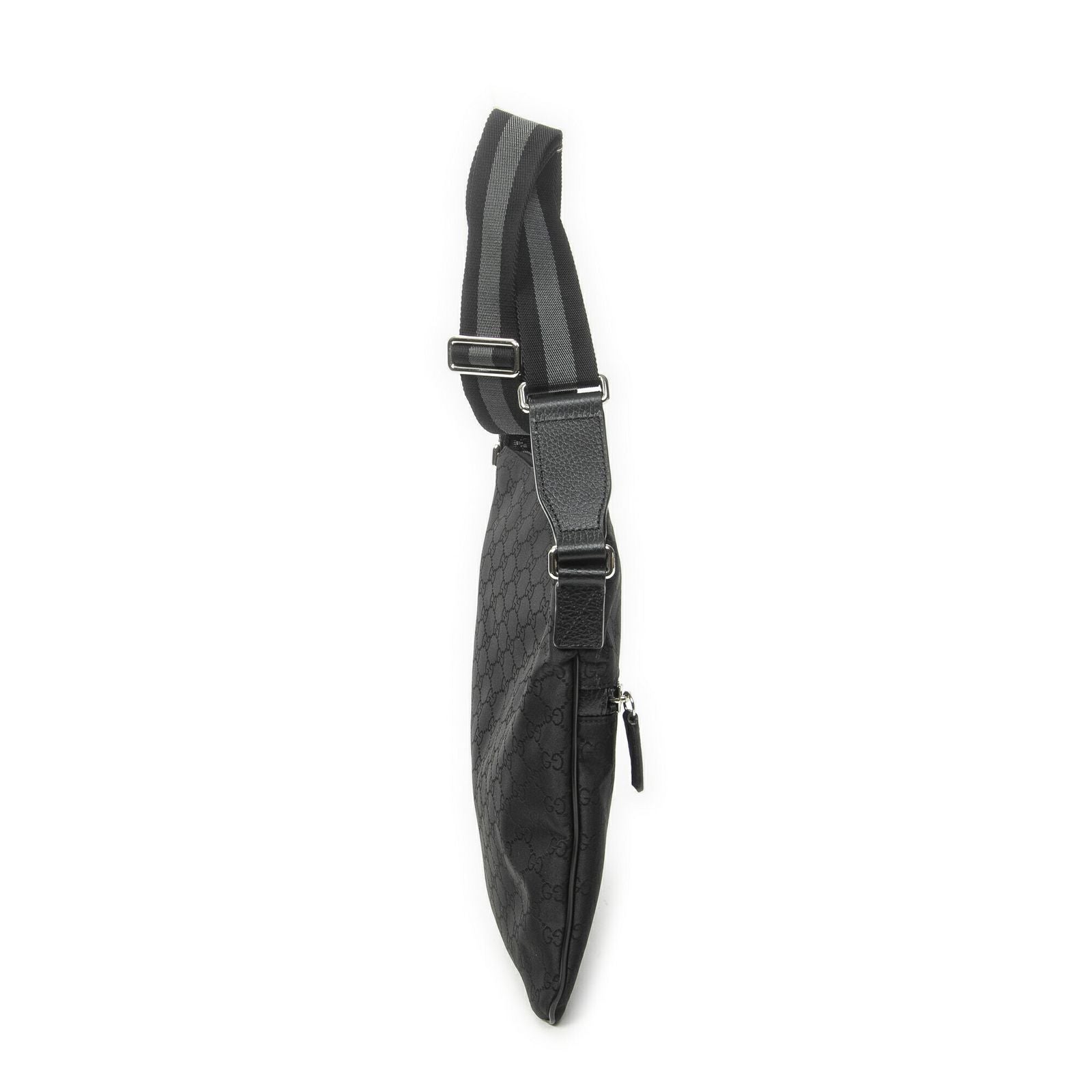 Gucci Small Front Zip Messenger Black GG Nylon Canvas — view 4