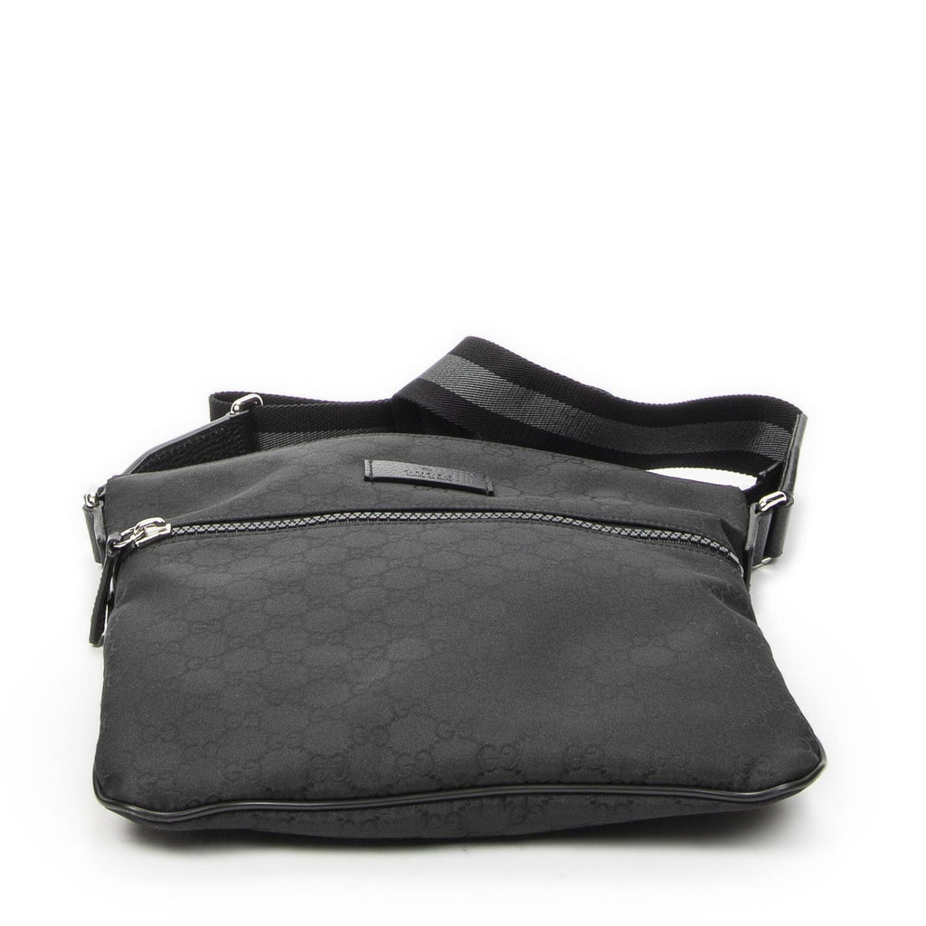 Gucci Small Front Zip Messenger Black GG Nylon Canvas — view 6