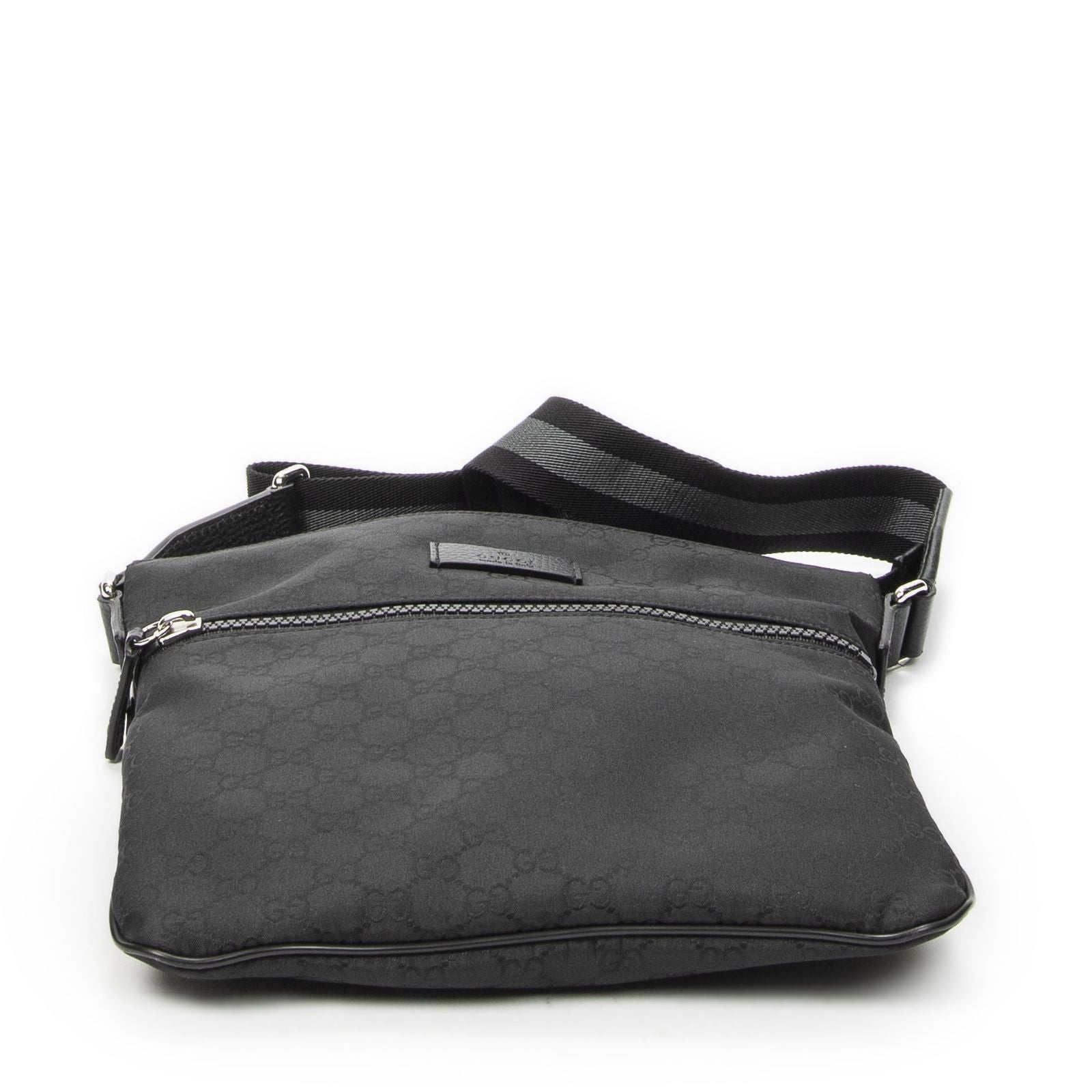 Gucci Small Front Zip Messenger Black GG Nylon Canvas — view 6