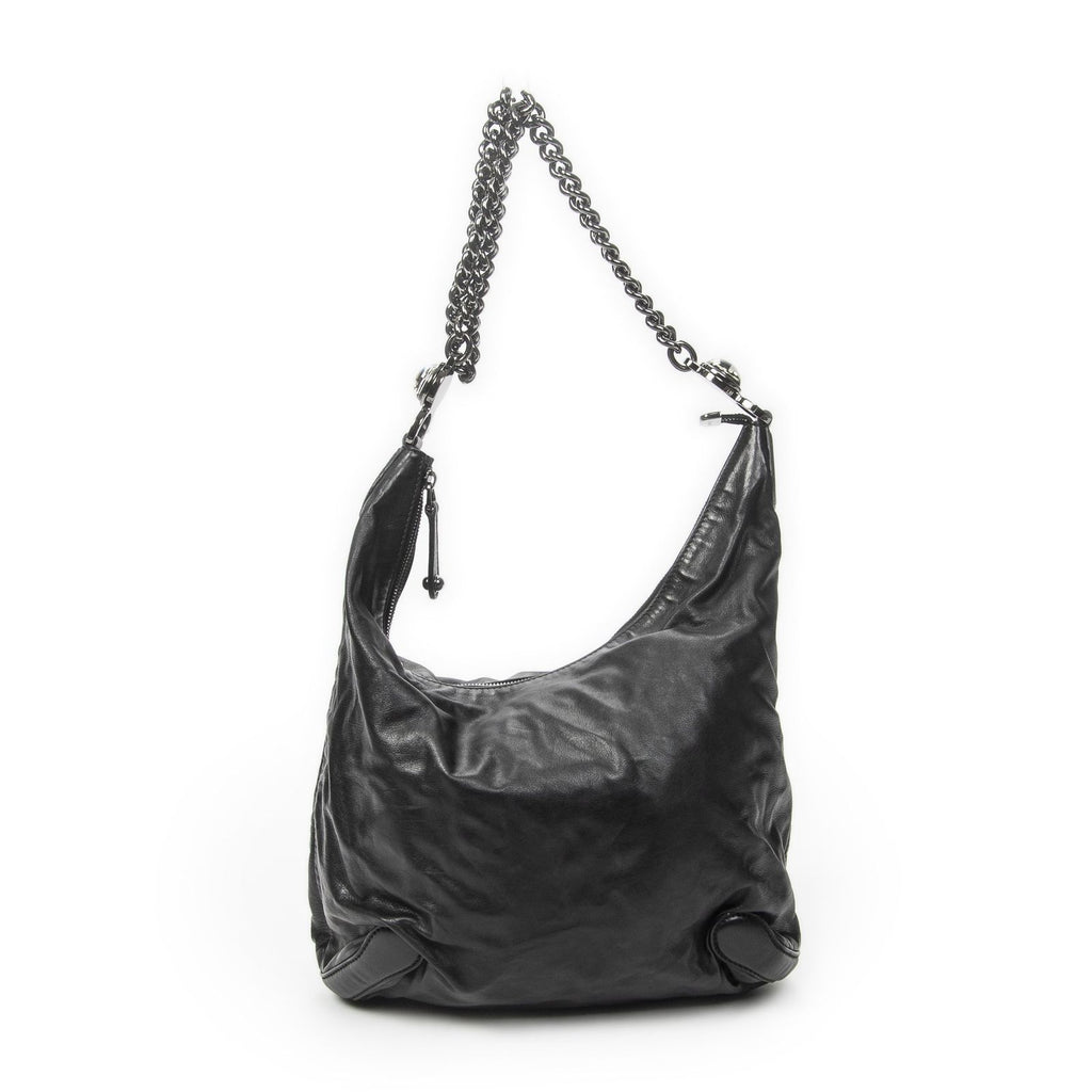 Gucci Medium Galaxy Chain Hobo Black Lambskin Leather
