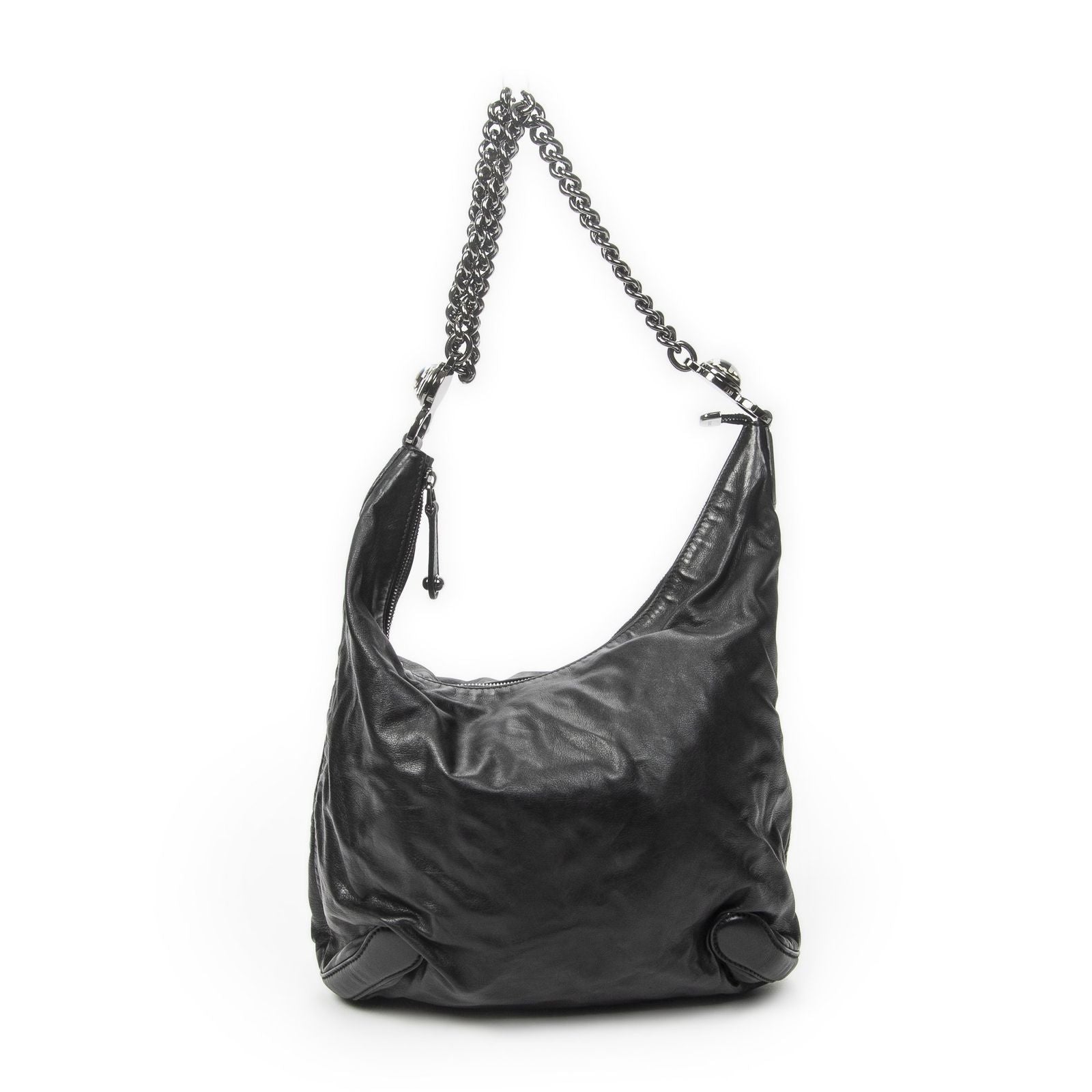 Gucci Medium Galaxy Chain Hobo Black Lambskin Leather