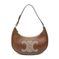 Celine Ava Hobo Brown Embroidered Triomphe Leather
