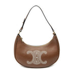 Celine Ava Hobo Brown Embroidered Triomphe Leather
