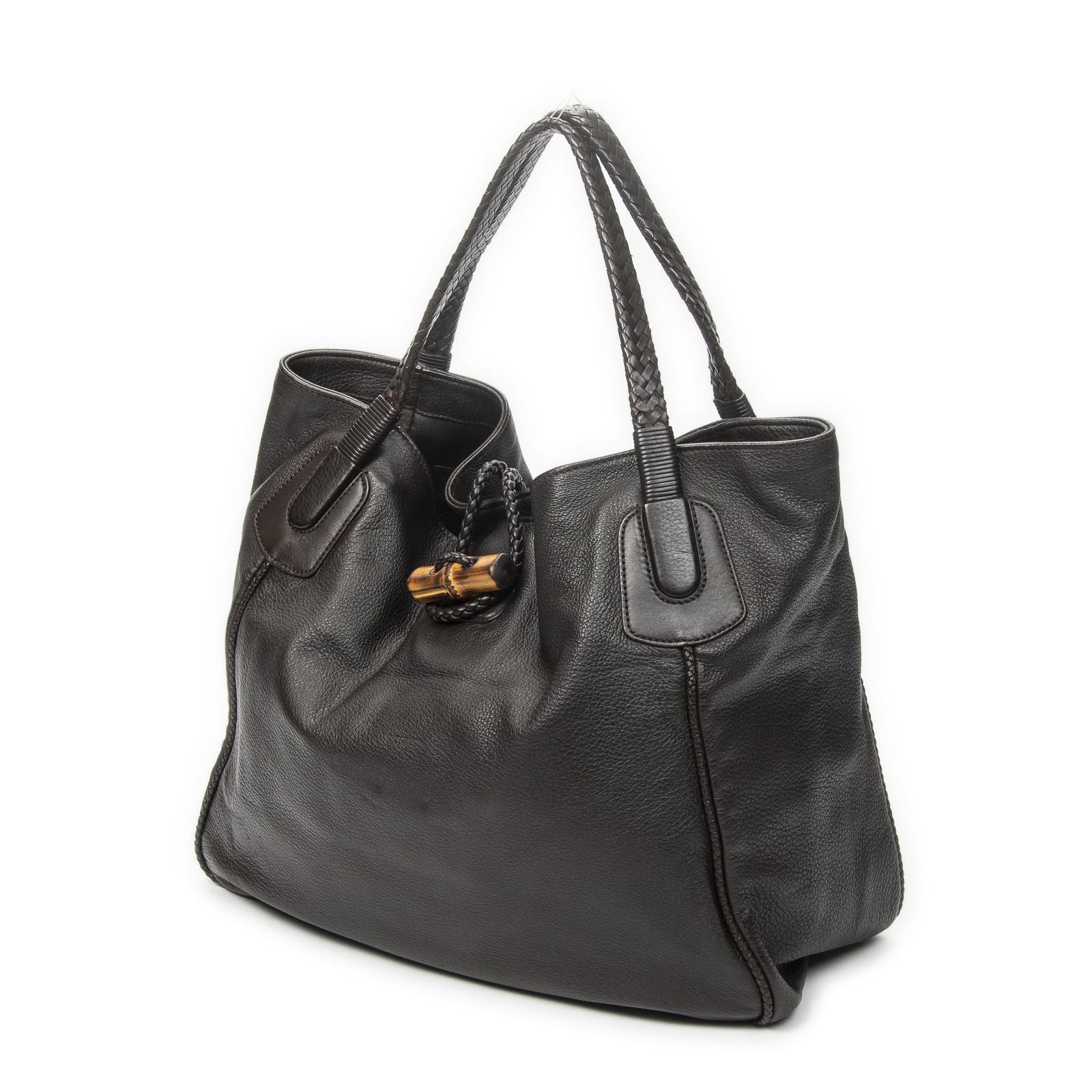 Gucci Large Bamboo Hip Tote Brown Matelasse Deerskin — view 2