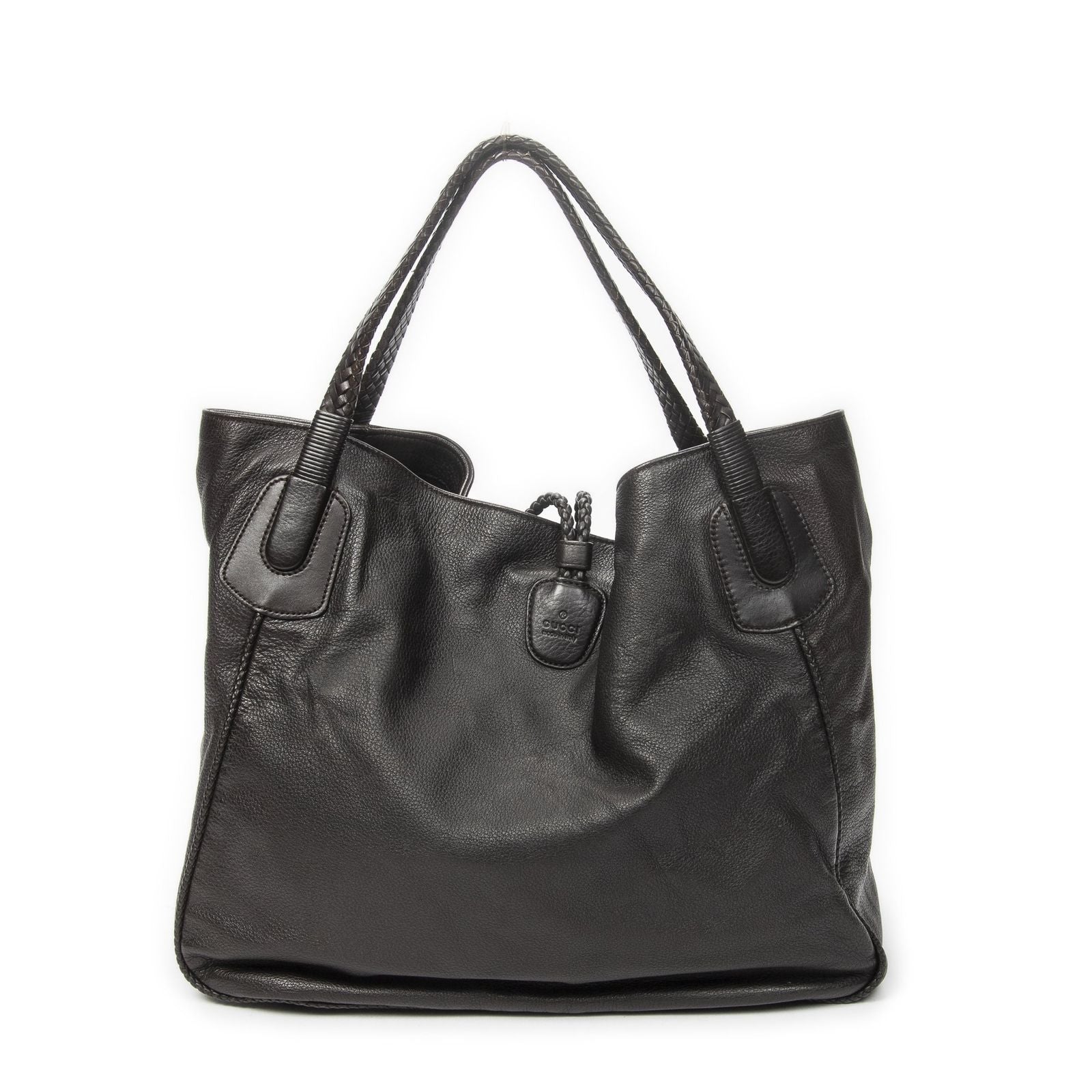 Gucci Large Bamboo Hip Tote Brown Matelasse Deerskin — view 5