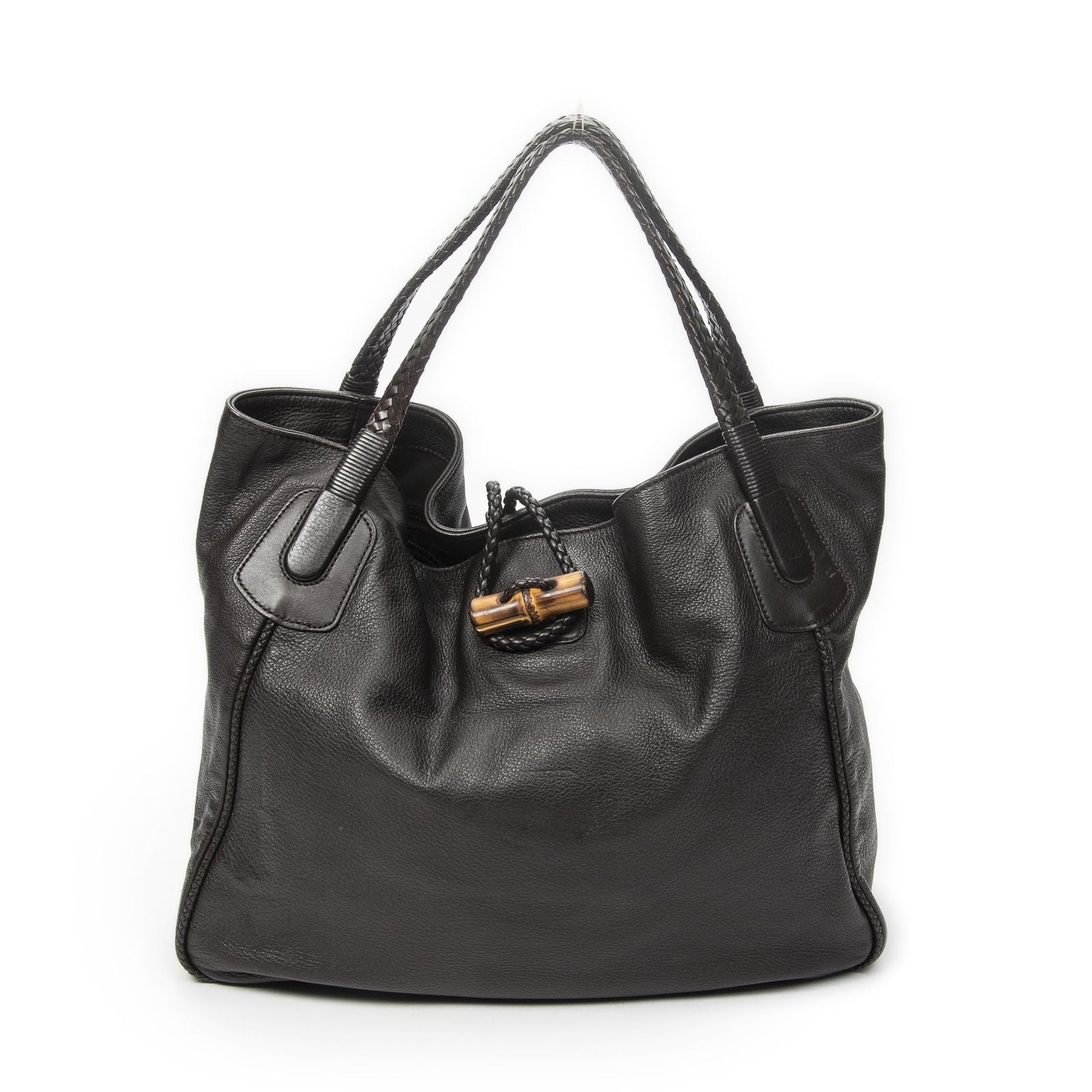 Gucci Large Bamboo Hip Tote Brown Matelasse Deerskin