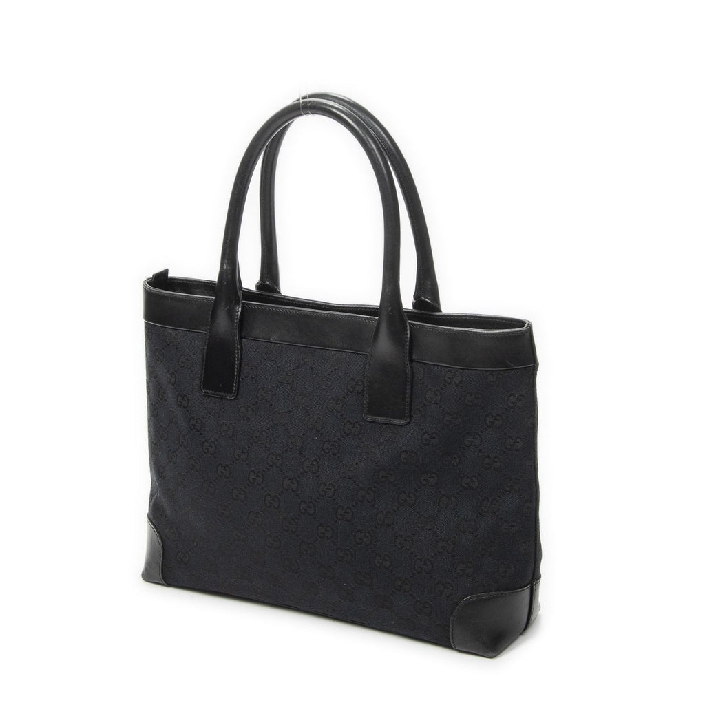 Gucci Zip Shopping Tote Black GG Canvas — view 2