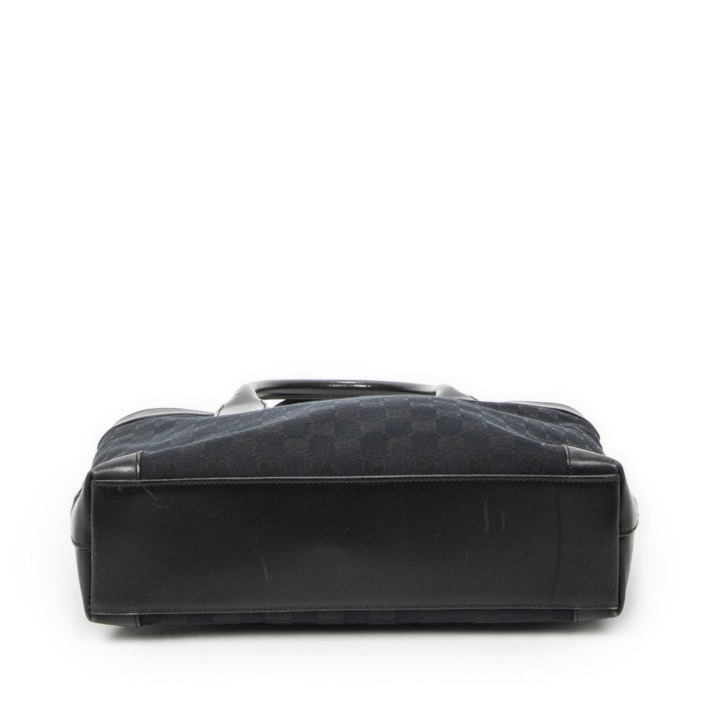 Gucci Zip Shopping Tote Black GG Canvas — view 6
