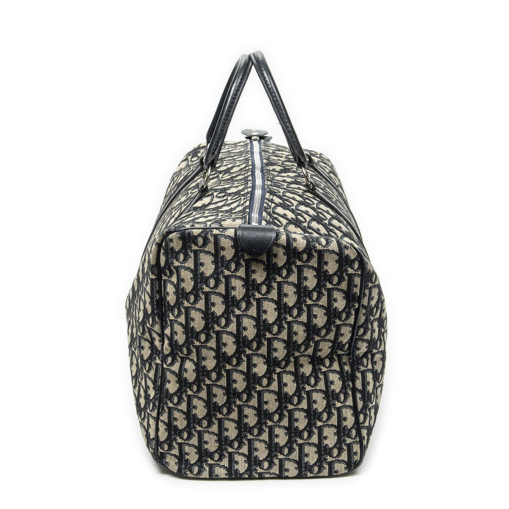 Dior Vintage Boston Navy Beige Trotter Pattern Canvas Shoulder — view 3