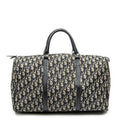 Dior Vintage Boston Navy Beige Trotter Pattern Canvas Shoulder