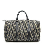 Dior Vintage Boston Navy Beige Trotter Pattern Canvas Shoulder