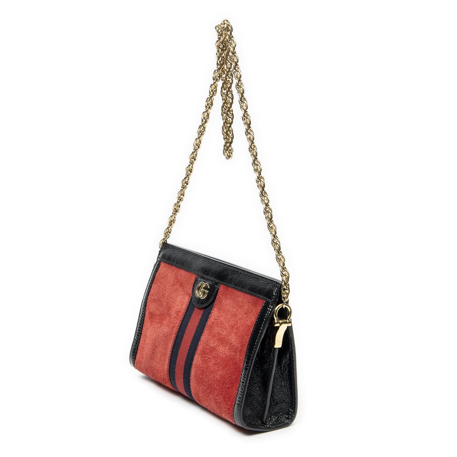 Gucci Small GG Ophidia Red Black Suede Leather Messenger — view 2
