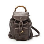 Gucci Mini Bamboo Backpack Dark Brown Calfskin Leather