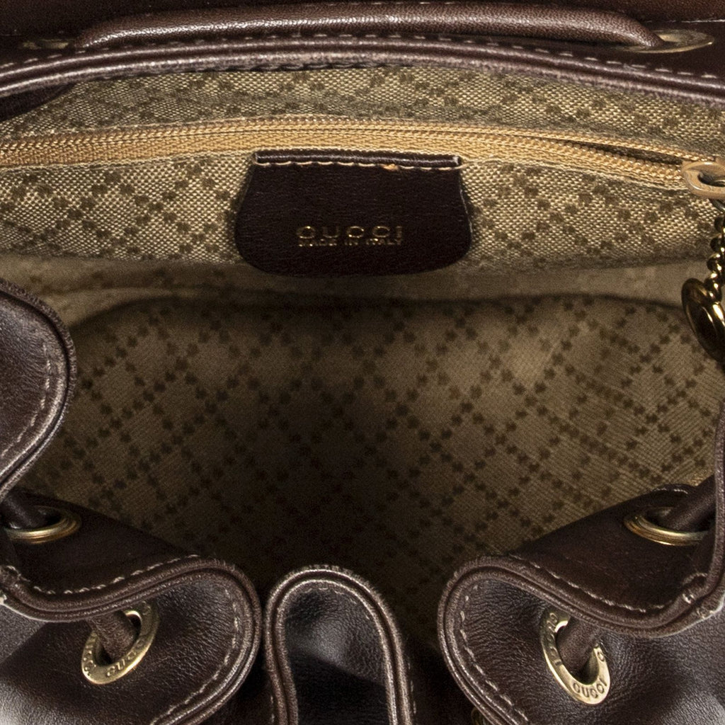 Gucci Mini Bamboo Backpack Dark Brown Calfskin Leather — view 9