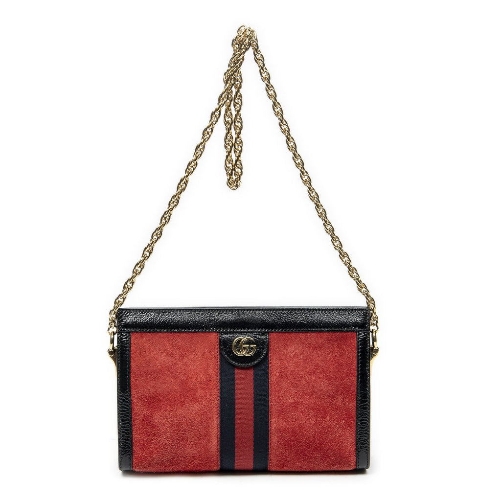 Gucci Small GG Ophidia Red Black Suede Leather Messenger