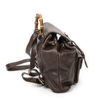 Gucci Mini Bamboo Backpack Dark Brown Calfskin Leather — view 4