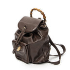 Gucci Mini Bamboo Backpack Dark Brown Calfskin Leather — view 2