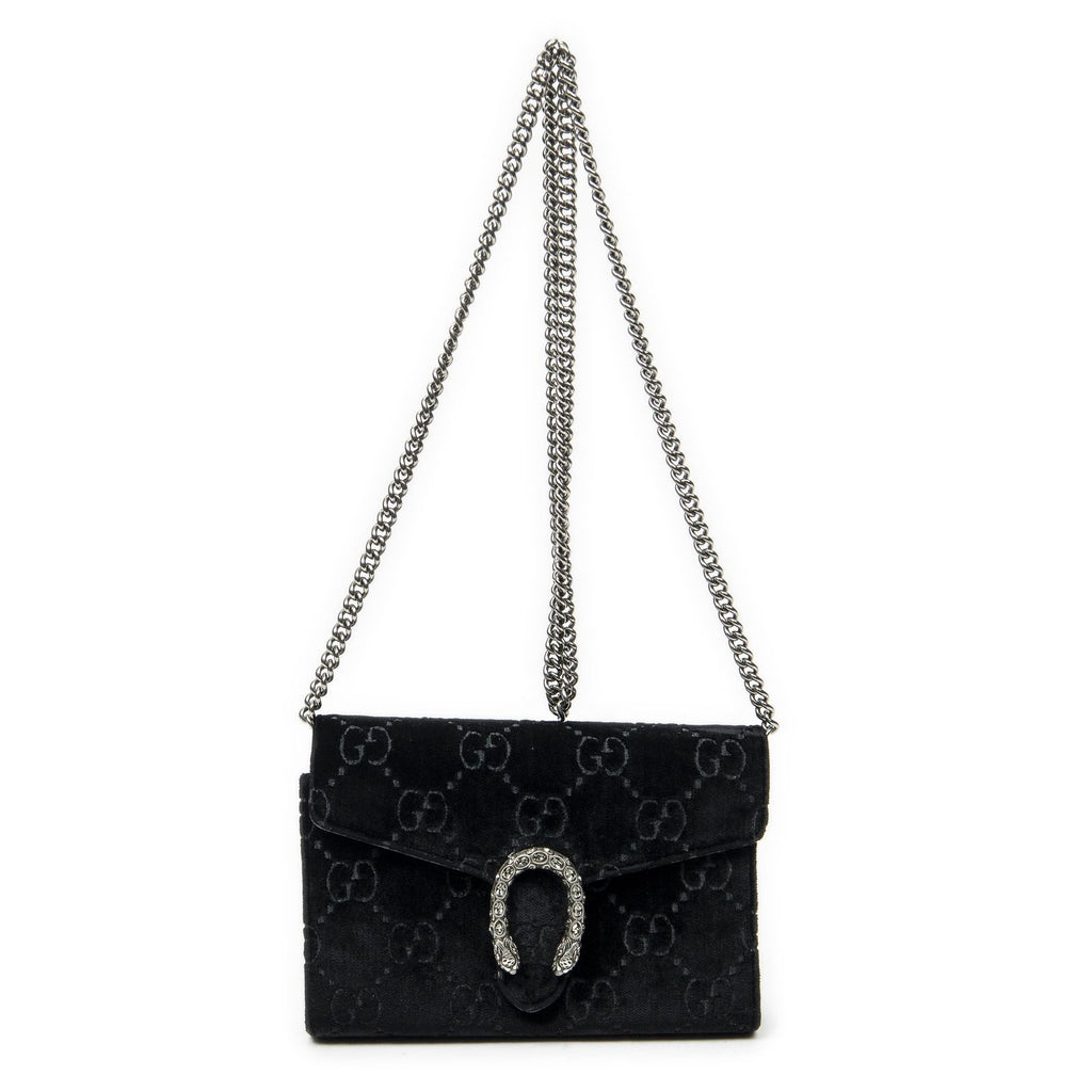 Gucci Dionysus Chain Wallet Black GG Canvas