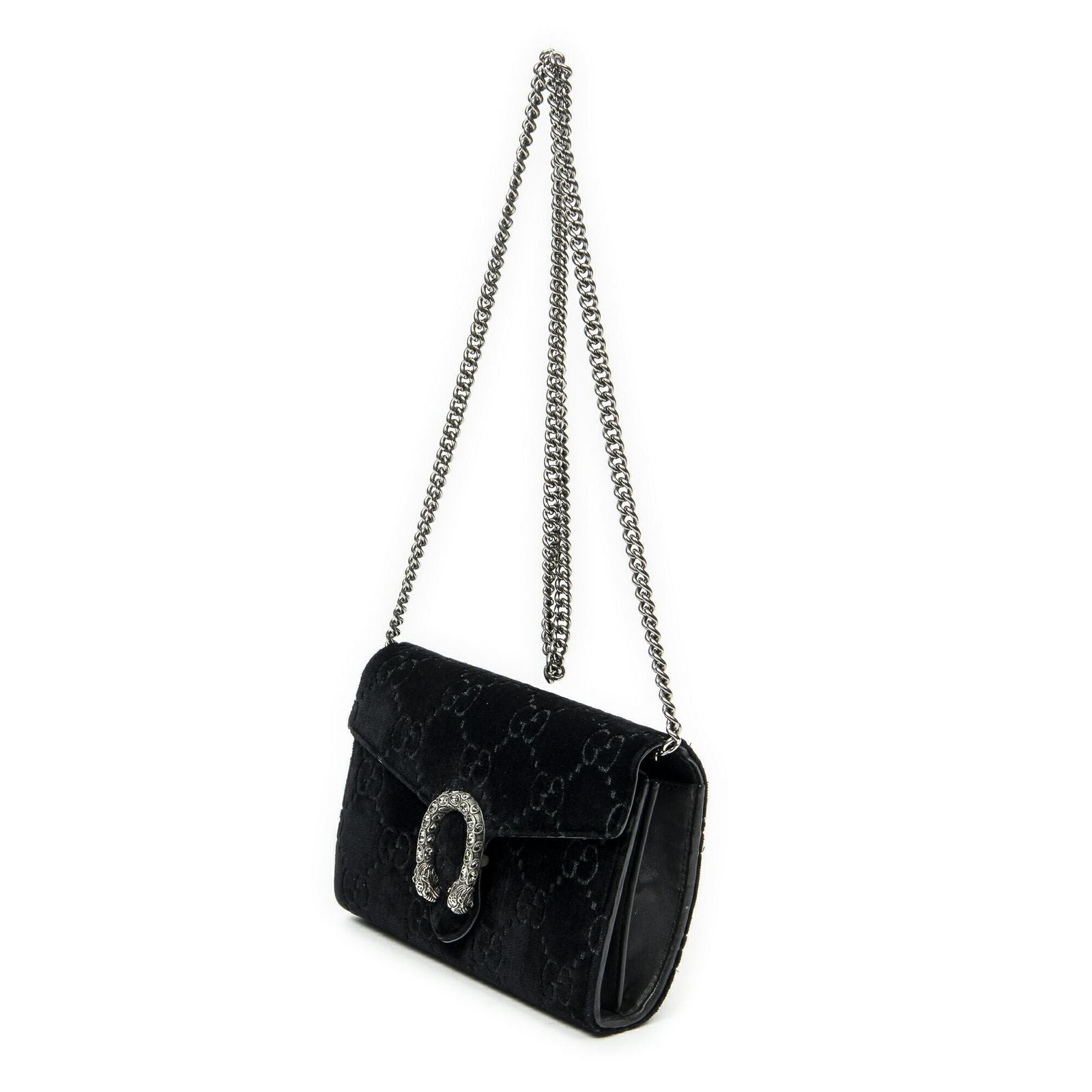 Gucci Dionysus Chain Wallet Black GG Canvas — view 2