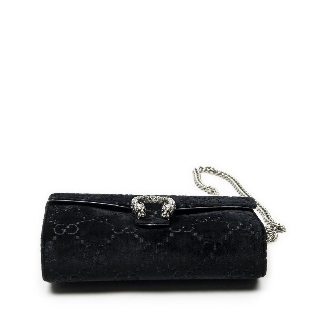 Gucci Dionysus Chain Wallet Black GG Canvas — view 6
