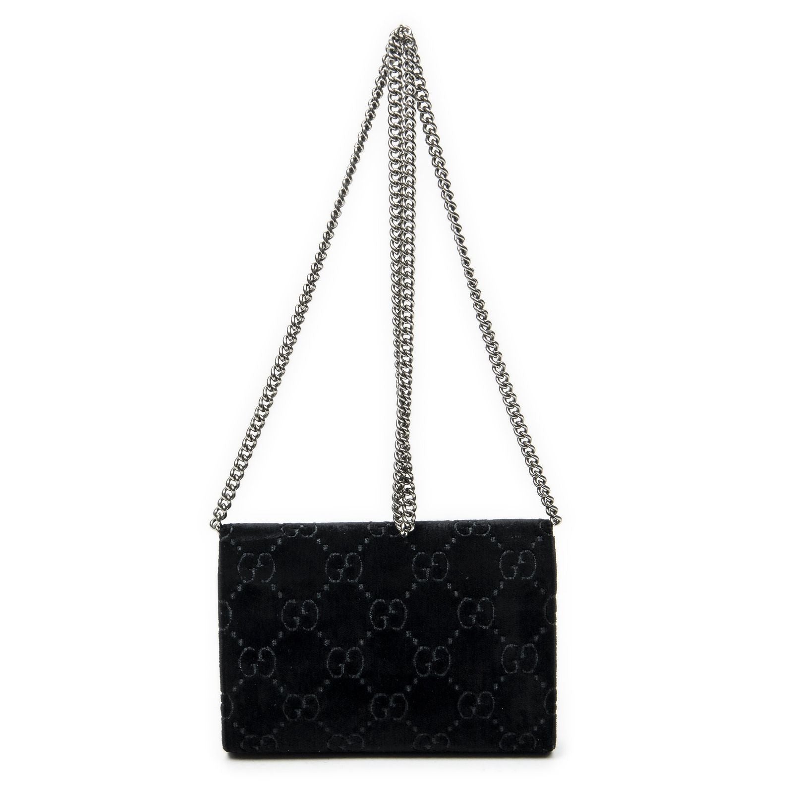 Gucci Dionysus Chain Wallet Black GG Canvas — view 5