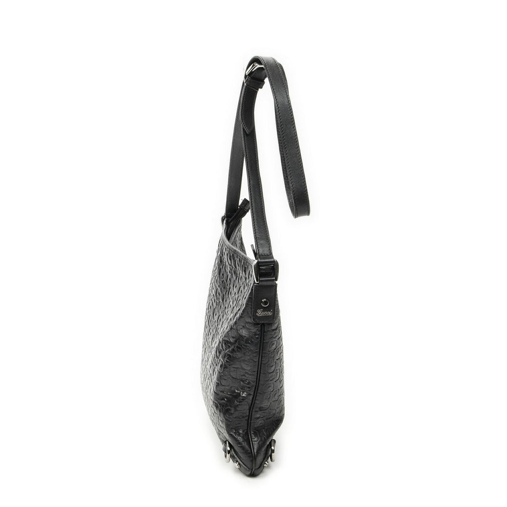 Gucci Abbey D Ring Crossbody Black Horsebit Embossed Leather — view 4