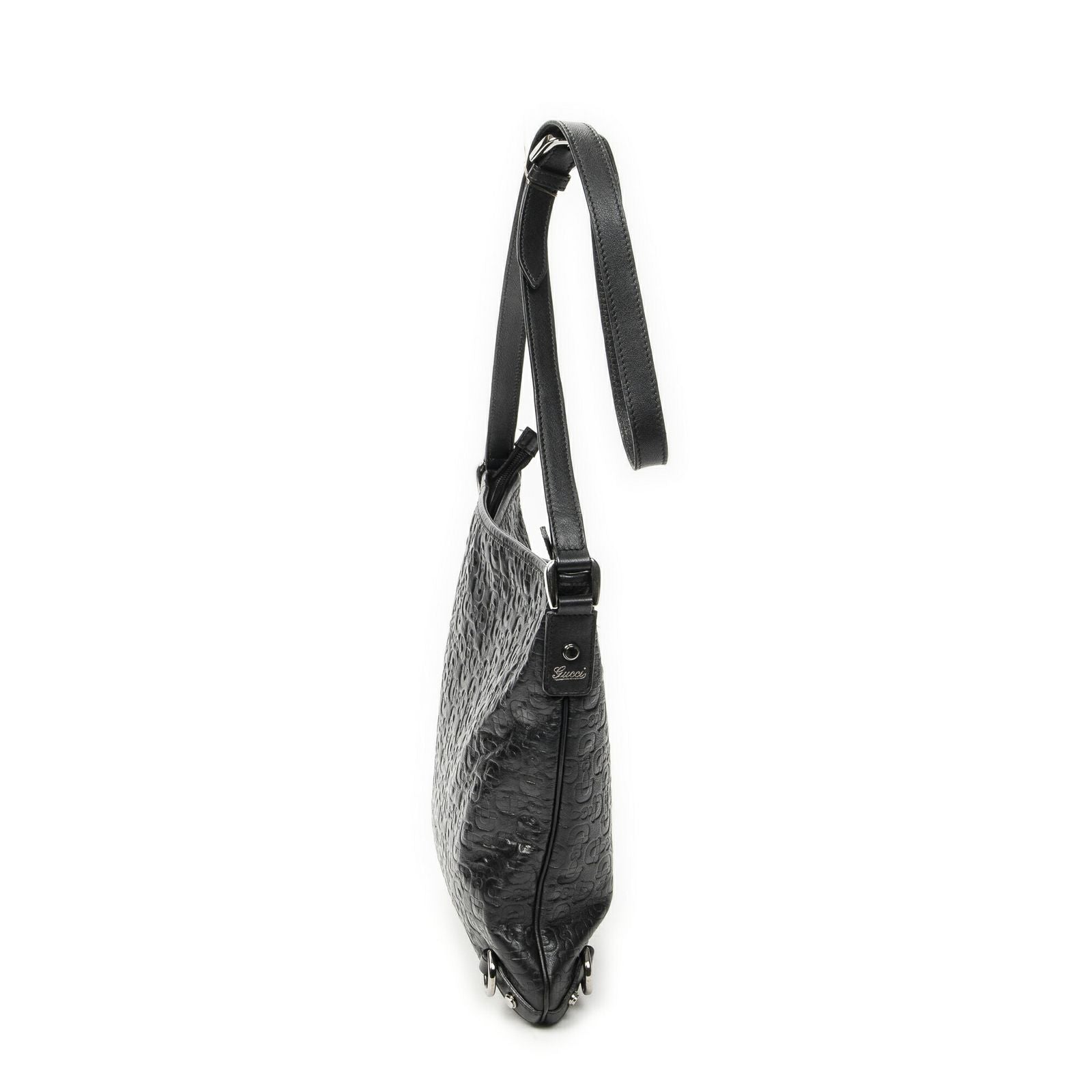 Gucci Abbey D Ring Crossbody Black Horsebit Embossed Leather — view 4