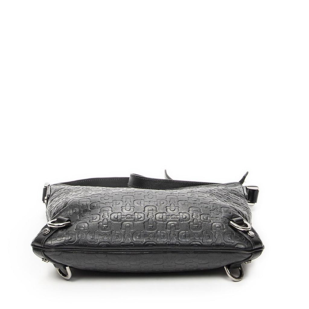 Gucci Abbey D Ring Crossbody Black Horsebit Embossed Leather — view 6